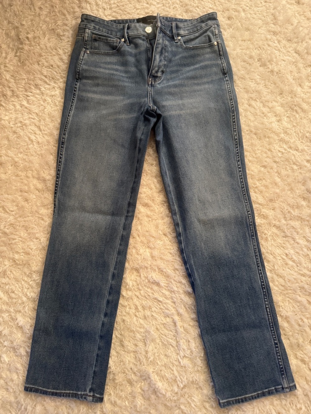 White House Black Market Ladies Straight Leg Denim Jeans - Washed Blue